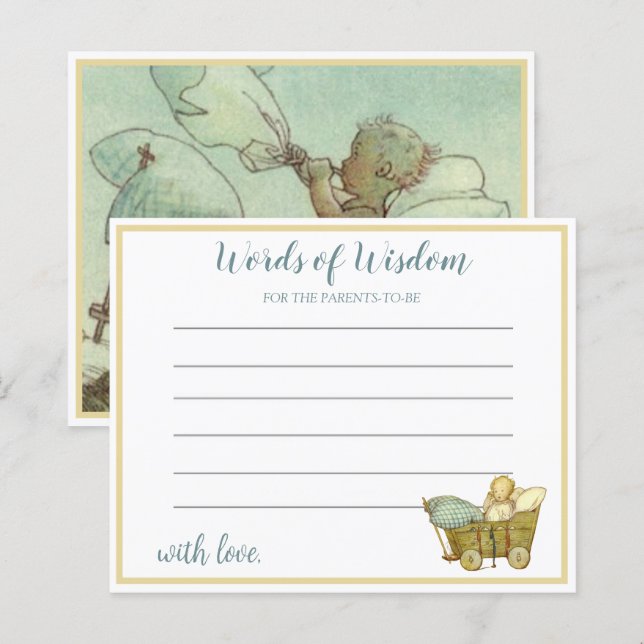 Papier Baby shower vintage Lune et étoiles (Devant / Derrière)