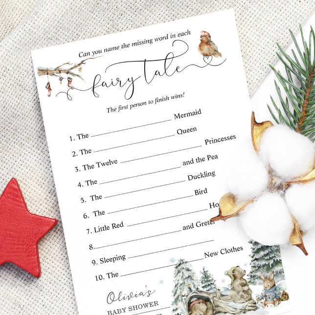 Papier Baby shower Woodland d'hiver Jeu de devinette (Créateur téléchargé)