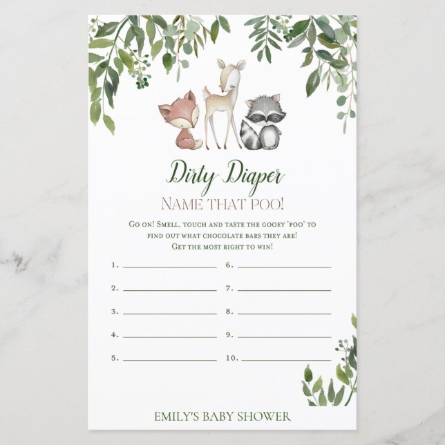 Papier Baby shower Woodland - Jeu de couches salées (Devant)