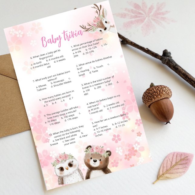 Papier Baby shower Woodland Trivia Jeu (Créateur téléchargé)