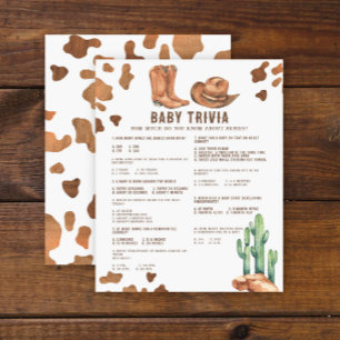 Papier Baby Trivia Aquarelle Baby Shower Cow-boy