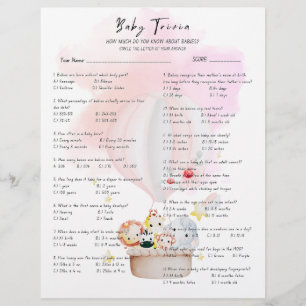 Papier Baby Trivia Baby shower Jeu
