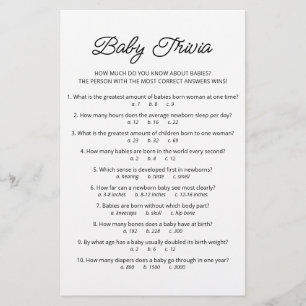 Papier Baby Trivia Jeu avec réponses Baby shower partie