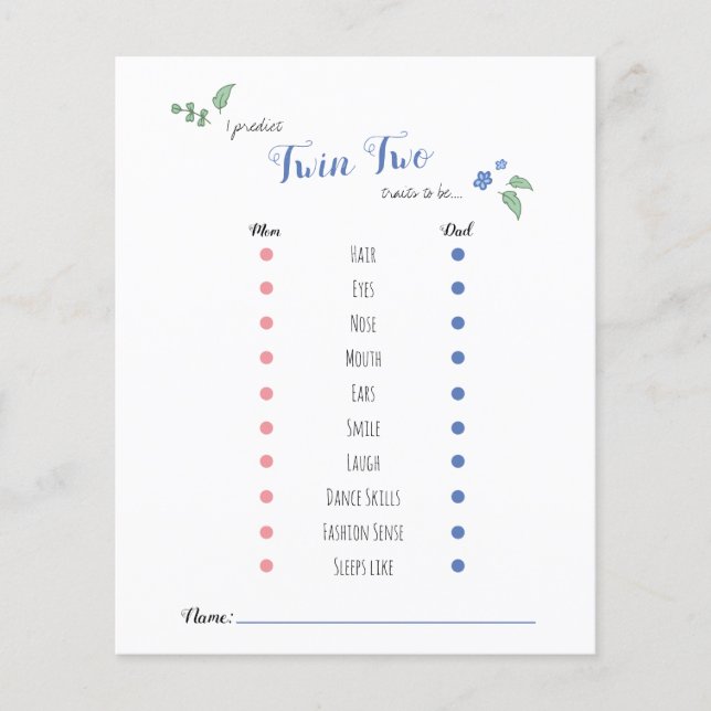 Papier Babyshower bébé pronostics twin ours thème (Devant)