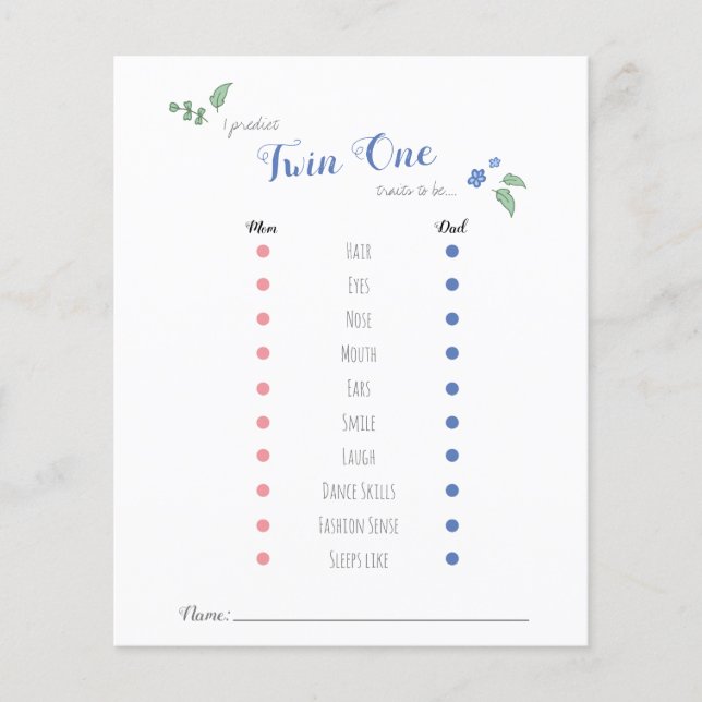 Papier Babyshower bébé pronostics twin ours thème (Devant)