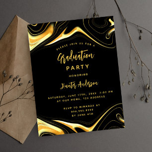 Papier Baccalauréat partie or noir budget invitation