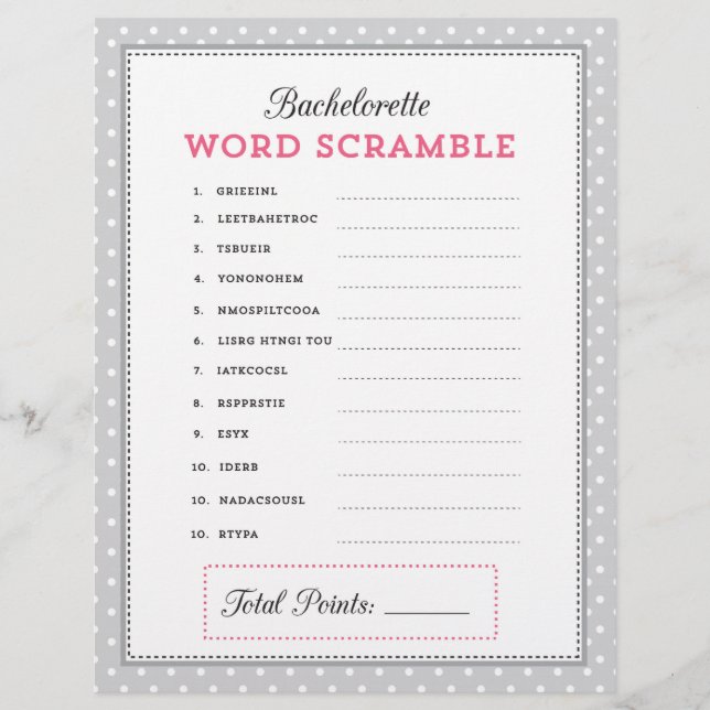 Papier Bachelorette Gris et Rose Jeu (Devant)