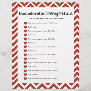 Papier Bachelorette Party Red Scavenger chasse jeu