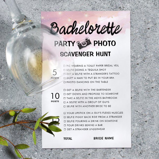 Papier Bachelorette Photo Scavenger Chasse Jeu (Bachelorette photo scavenger Game)