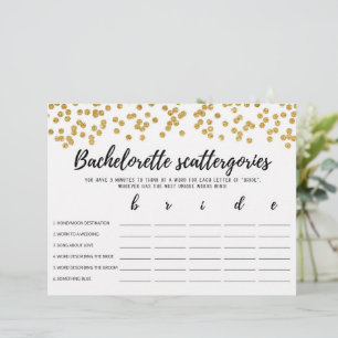 Papier Bachelorette Scattergories éditable Jeu nuptial