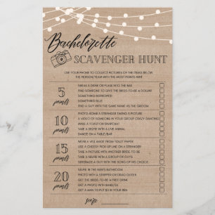 Papier Bachelorette Scavenger Chasse nuptiale jeu de douc