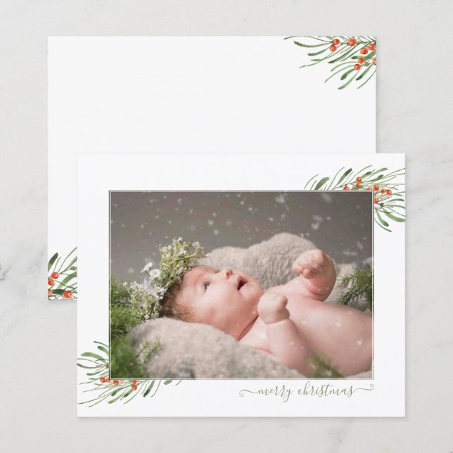 Papier Baies de feuillage élégant de budget Noël Photo (Devant / Derrière)