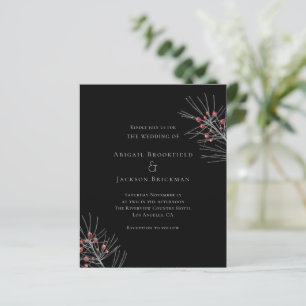 Papier Baies rouges sur fond noir - Faire-part de mariage