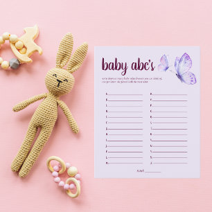 Papier Baisers à papillon Baby shower ABC Jeu Pourpre