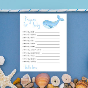 Papier Baleine bleue à l'aquarelle - prières pour bébé