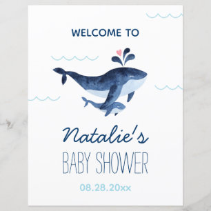 Papier Baleines Nautiques Sous l'Océan Baby Shower Bienve