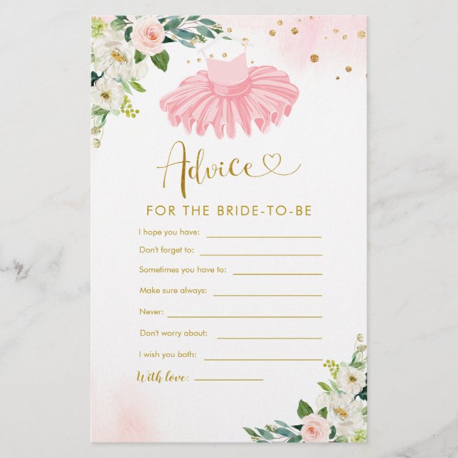 Papier Ballerina Tutu Baby shower Conseils pour les paren (Devant)