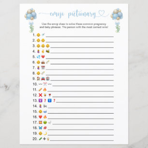 Papier Balloirs Bleus Double Côté Emoji jeu Pictionary