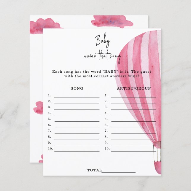 Papier Ballon à air chaud - Nommez cette chanson jeu de b (Devant / Derrière)