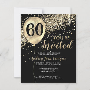 Papier Ballon Pailleté Or Budget Noir 60e Anniversaire