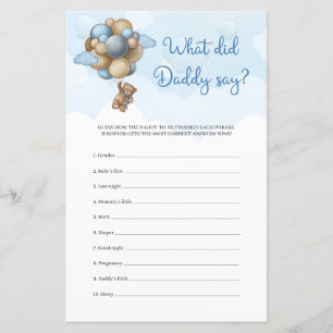 Papier Ballons bleu ours en peluche Qu'a dit papa