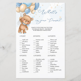 Papier Ballons Bleus Ours Teddy Ce qui est dans votre jeu