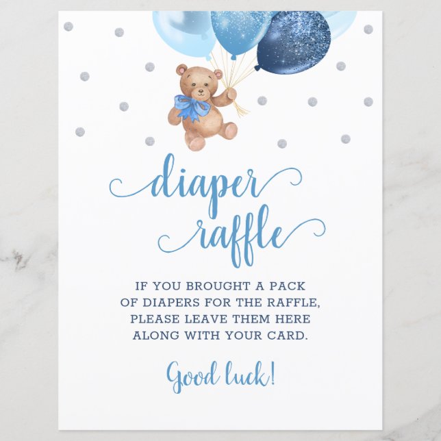 Papier Ballons Bleus Teddy Bear Jeu de chevalier Raffin (Devant)