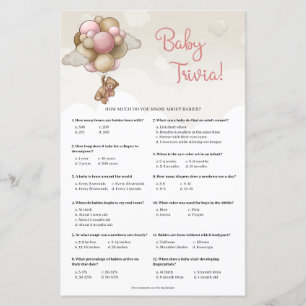 Papier Ballons brun rose pour bébé ours bébé Trivia bébé