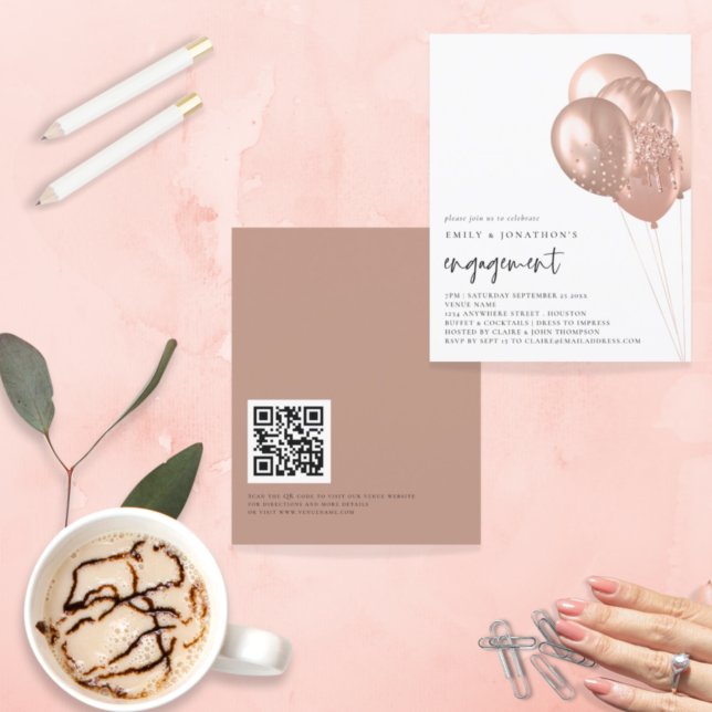 Papier Ballons d'or Rose budget Fiançailles de code QR (Créateur téléchargé)