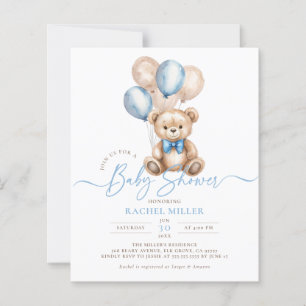 Papier Ballons d'ours budget Blue Boy Baby shower Invitat