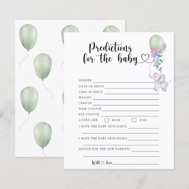 Papier Balloon & Elephant - prédictions et conseils pour  (Devant / Derrière)