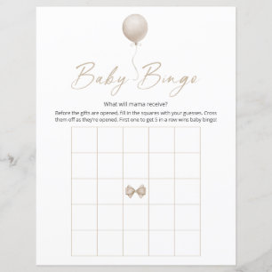 Papier Ballotte Beige Baby shower moderne Jeu de Bingo