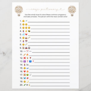 Papier Ballotte Beige Hot Air Baby shower Emoji Jeu