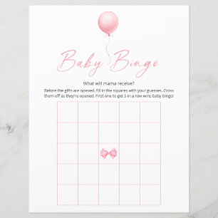 Papier Ballotte rose Baby shower moderne Jeu de Bingo