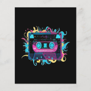 Papier Bande de cassette néon rétro avec éclaboussure vib