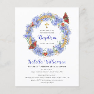 Papier Baptême à petit budget Invitation Fleur Sauvage Bl
