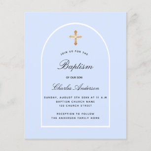 Papier Baptême bleu bébé garçon invitation arc