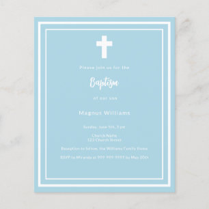 Papier Baptême bleu clair invitation