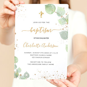 Papier Baptême budget eucalyptus or parties scintillant i