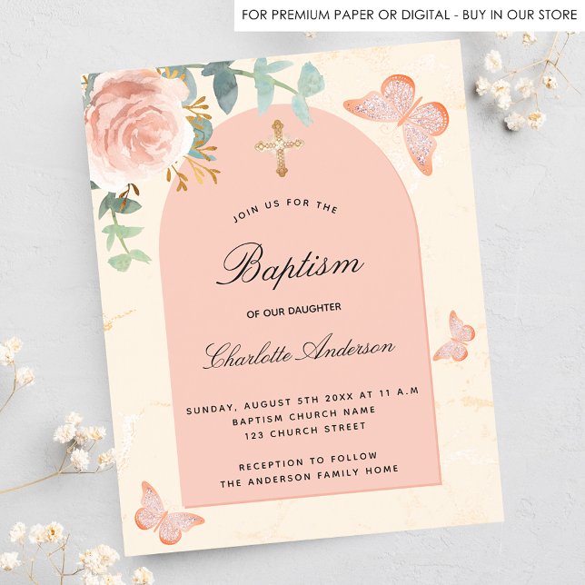 Papier Baptême Budget eucalyptus rose papillons floraux (Créateur téléchargé)