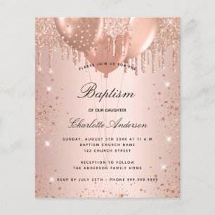 Papier Baptême Budget rose or blush parties scintillant b
