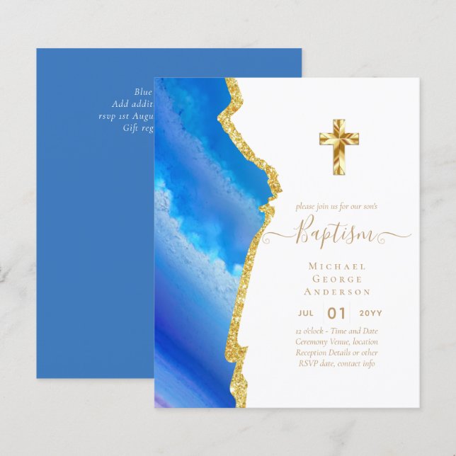 Papier Baptême BUDGÉTAIRE Christening Communion INVITATIO (Devant / Derrière)