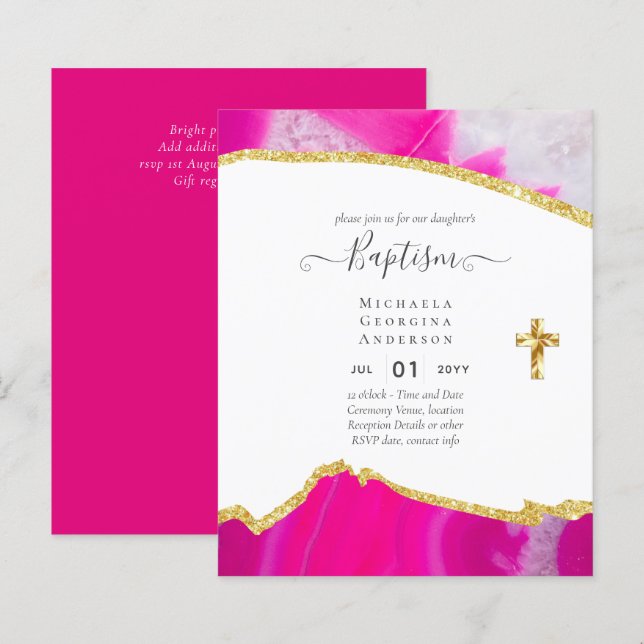 Papier Baptême BUDGÉTAIRE Christening Communion INVITATIO (Devant / Derrière)
