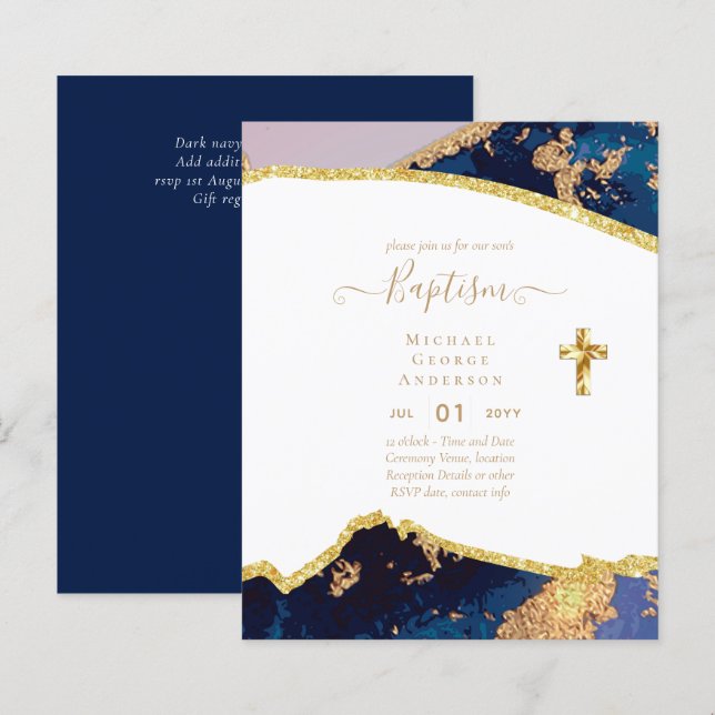 Papier Baptême BUDGÉTAIRE Christening Communion INVITATIO (Devant / Derrière)
