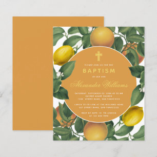 Papier Baptême Citrons Oranges Budget Invitation botaniqu