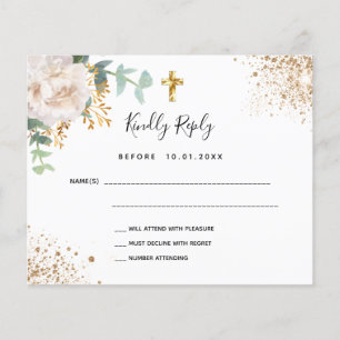 Papier Baptême d'eucalyptus blanc budget RSVP