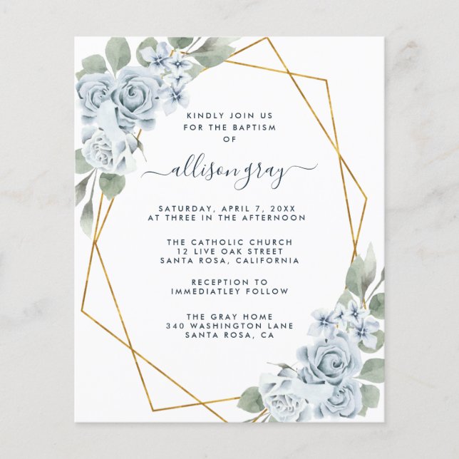 Papier Baptême floral poussiéreux (Devant)