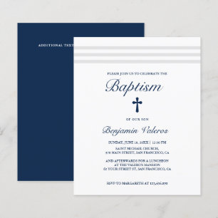 Papier BAPTISM Elégant gris rayé marine croisé budget