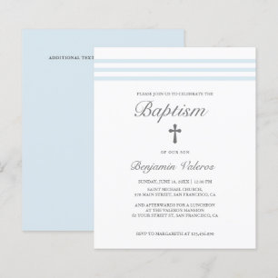 Papier BAPTISM Elégant pastel rayé bleu Croix