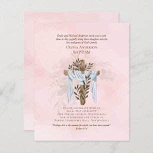 Papier BAPTISME Élégant BUDGET Invitation rose